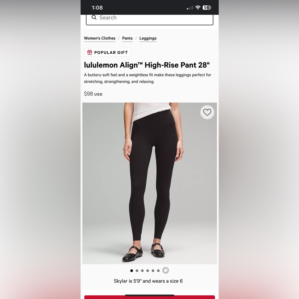 Lululemon Align leggings size 6 Black